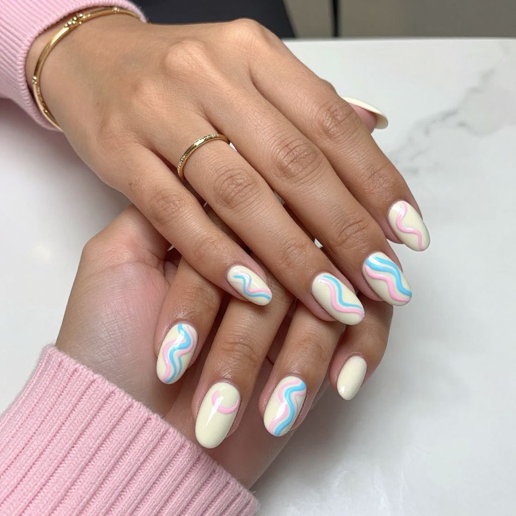 Sweet Swirls and Curls Nail Design