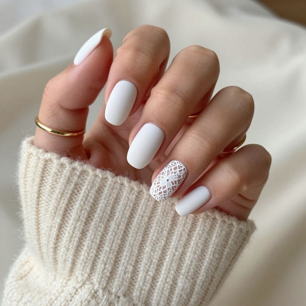 Frosted Ghost with Delicate Lace Accent