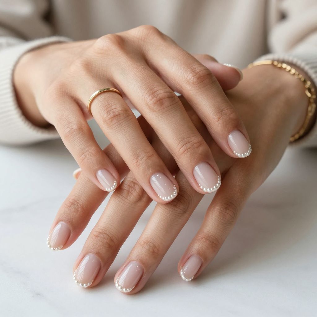 Clear Ghost Nails with Micro Pearl Tips