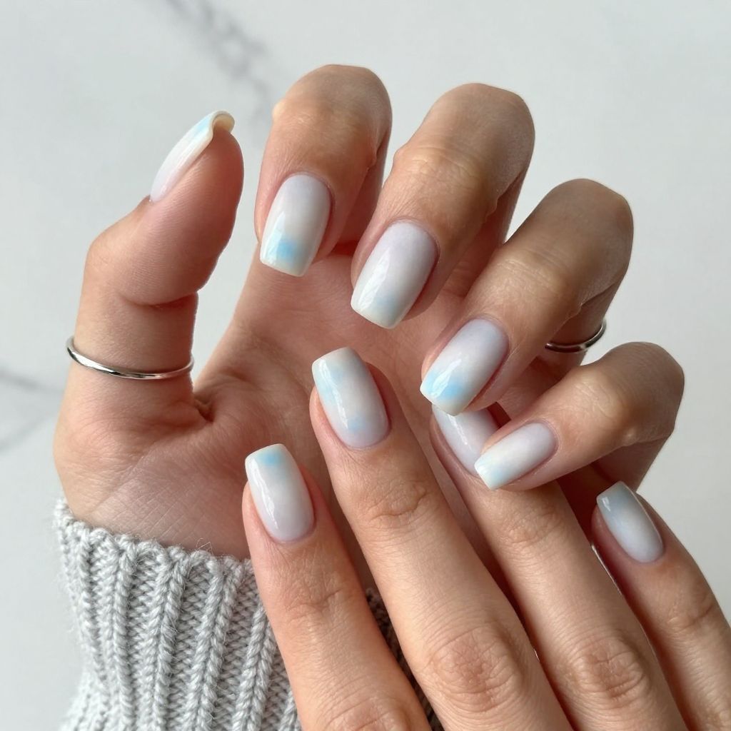 Cloudy Ghost Nails with Subtle Blue Haze