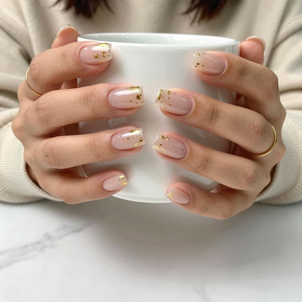 Ghost Nails with Delicate Gold Foil
