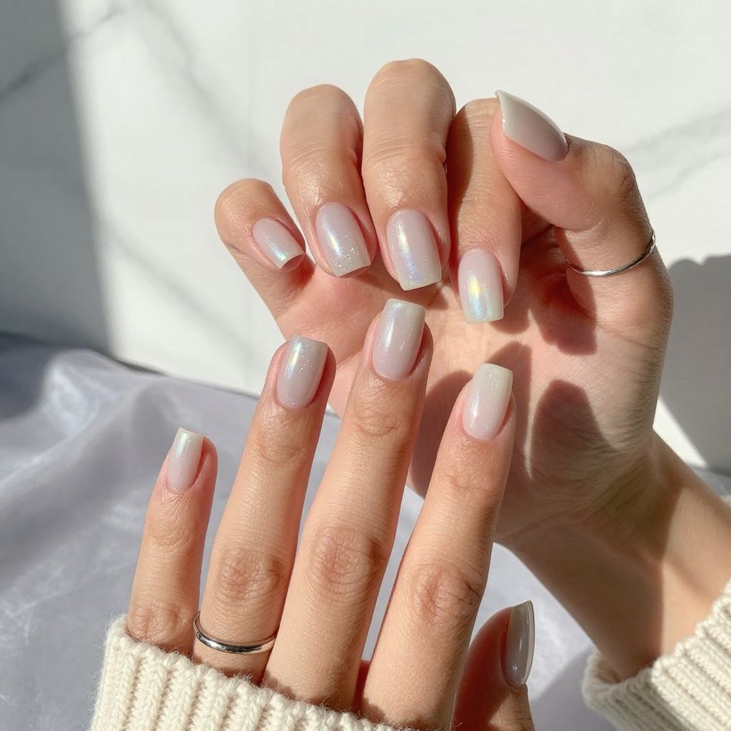 Ghost Nails with Subtle Holographic Sheen