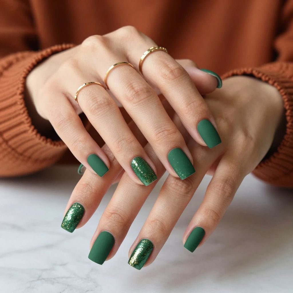 Matte Forest and Glitter Gold Accents