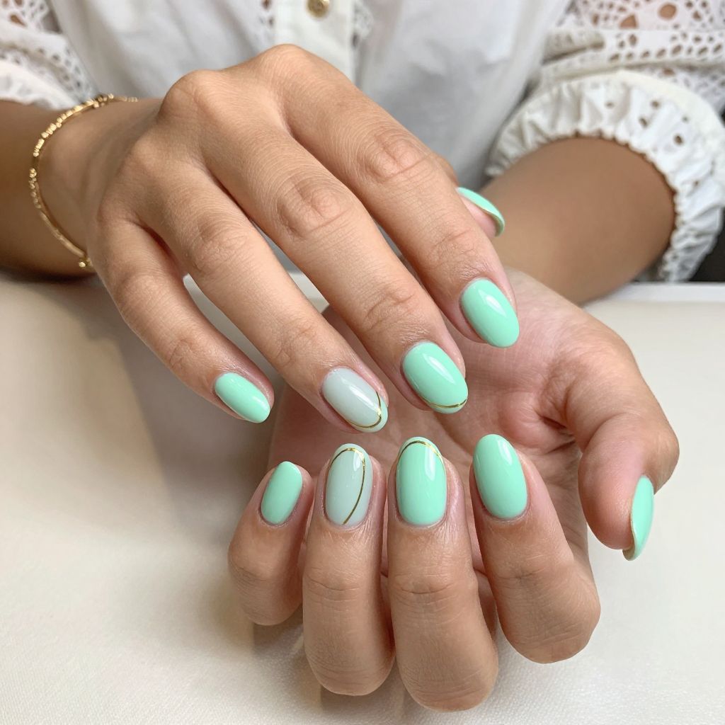 Mint Green French with Fine Gold Line