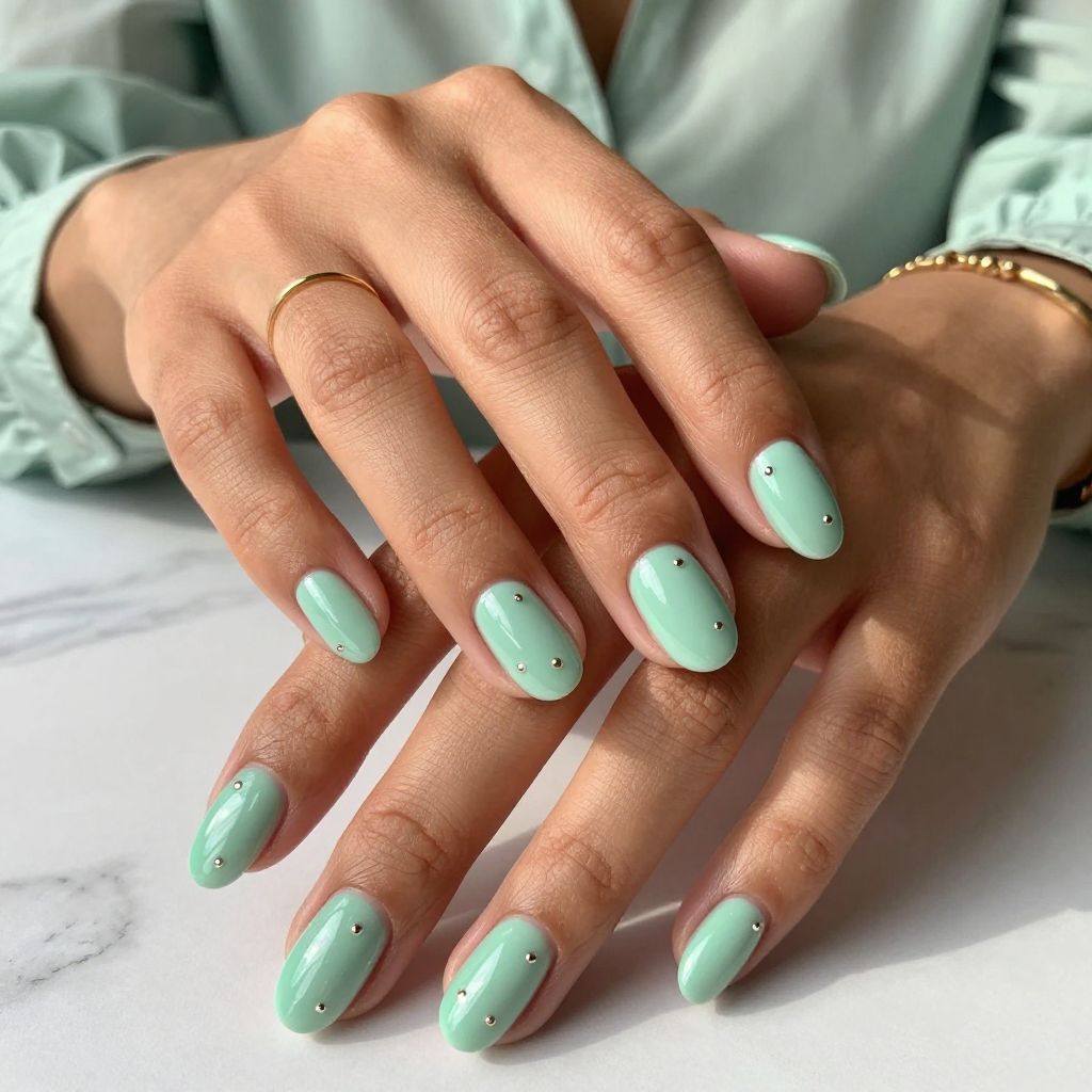Mint Green Metallic Dots