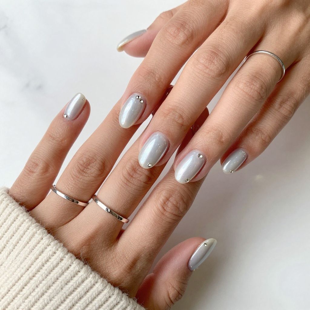 Silky Pearl Grey with Rhinestone Glow