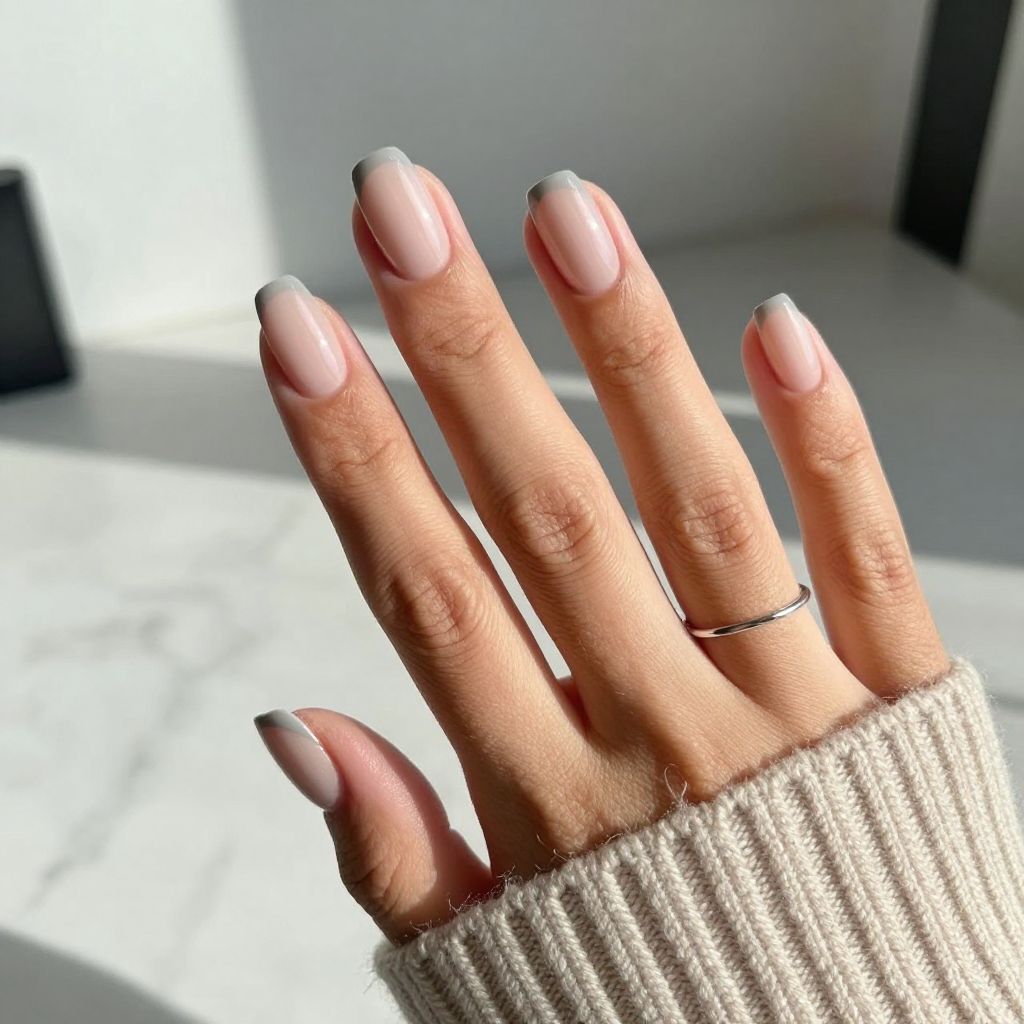 Soft Dove Grey French Tips