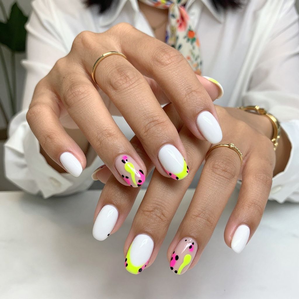 White Base with Neon Leopard Outline