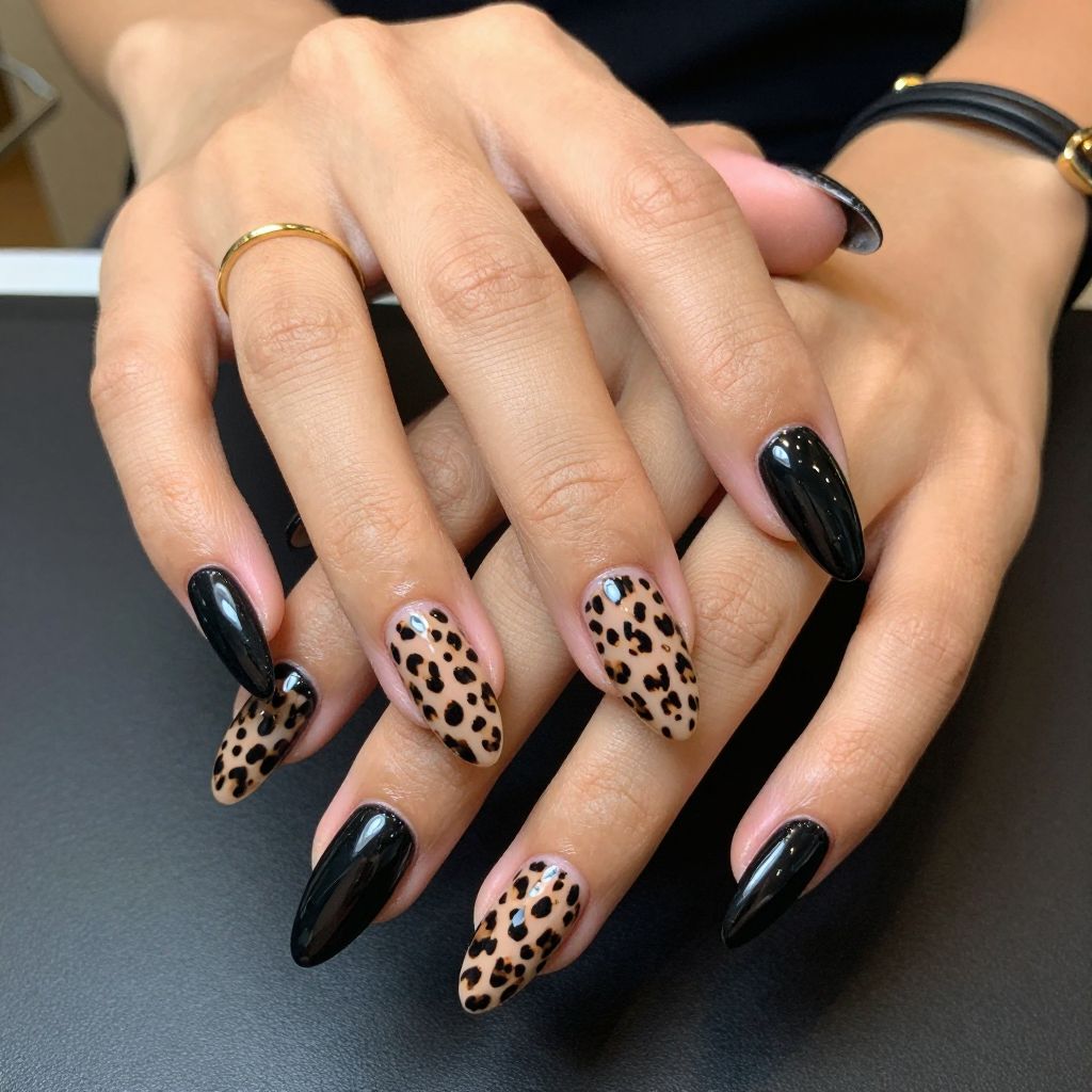 Glossy Black with Transparent Leopard Spots