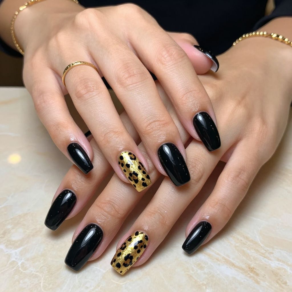 Bold Gold Foil Leopard Accents