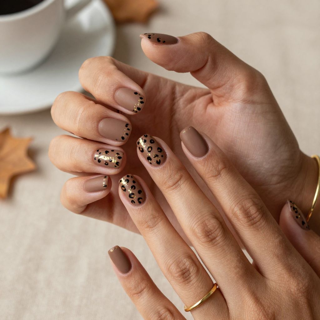 Soft Matte Brown With Gold Leopard Specks
