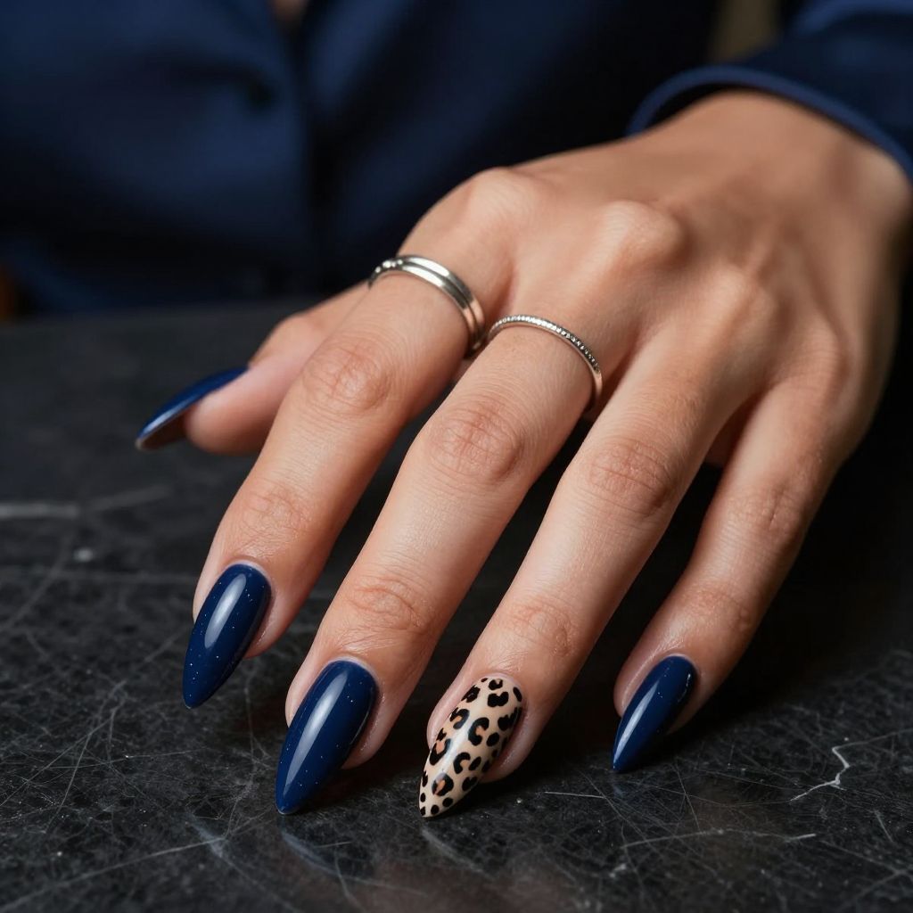 Midnight Blue Leopard Sheen