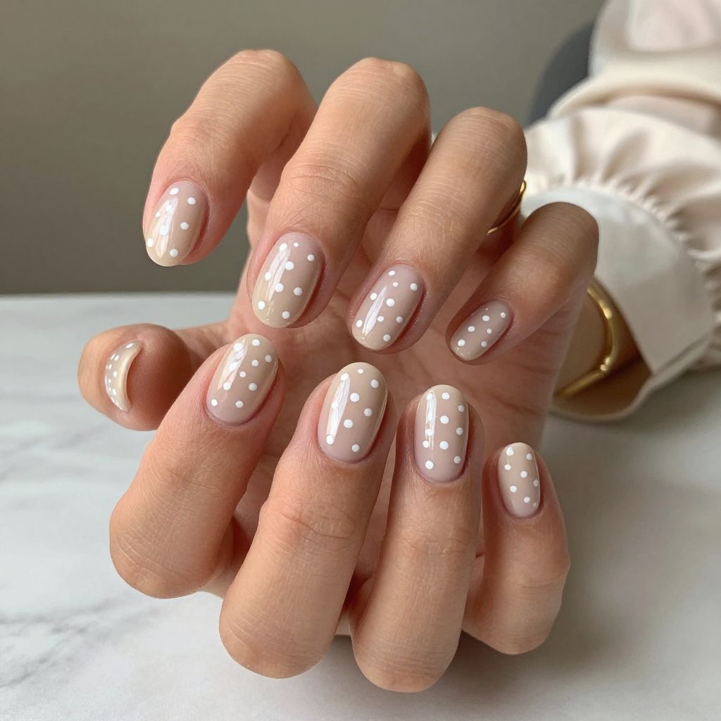 Nude Chrome Swiss Dots Pattern