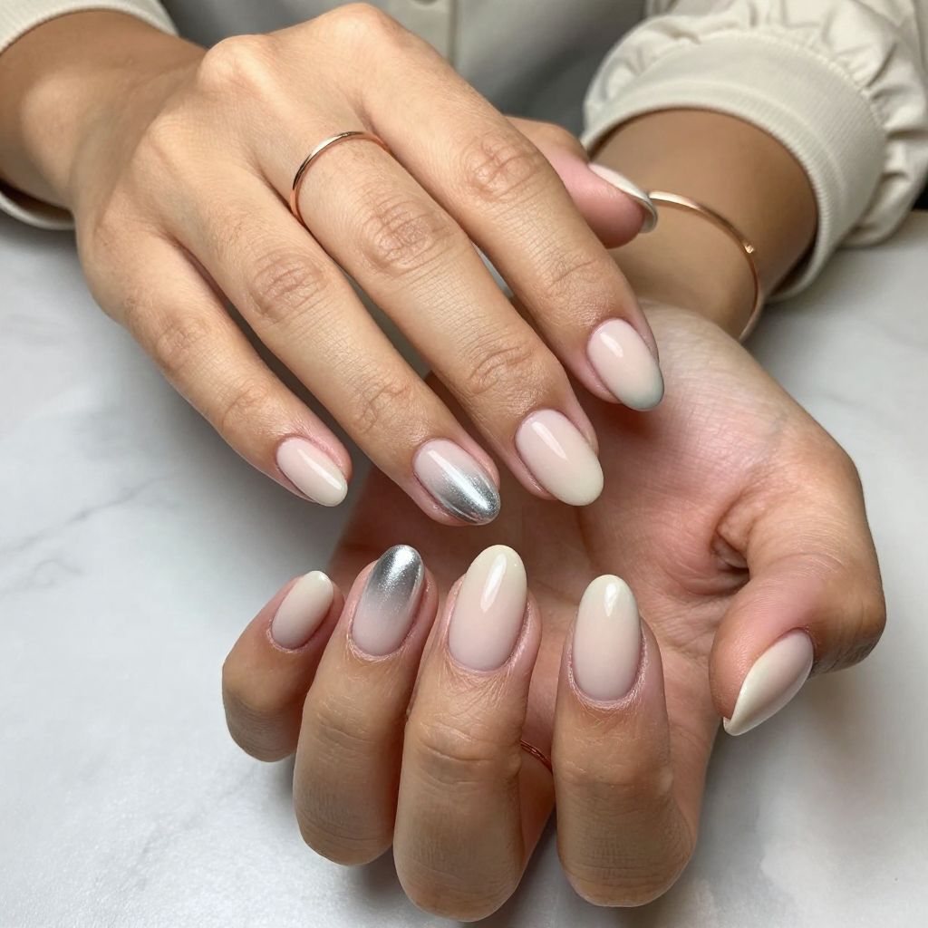 Matte Nude Chrome Ombre