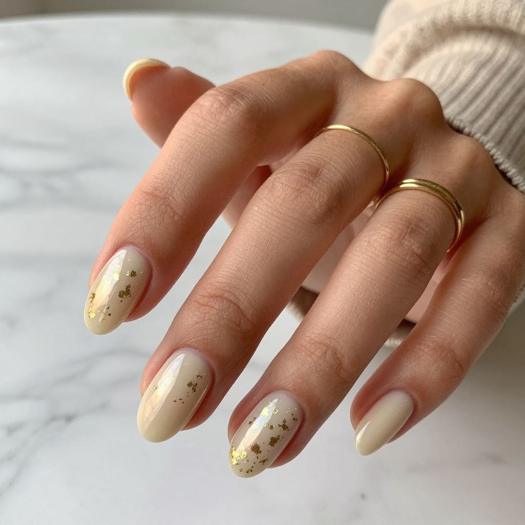 Nude Chrome Coffin with Gold Foil