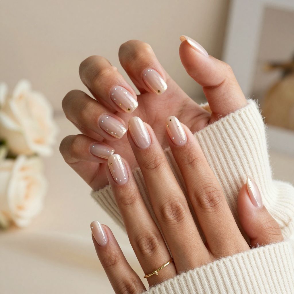 Sheer Nude Chrome with Dot Accents