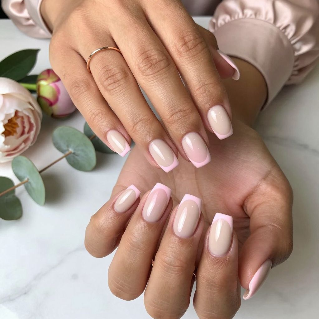 Nude Pink French Tips with a Twist