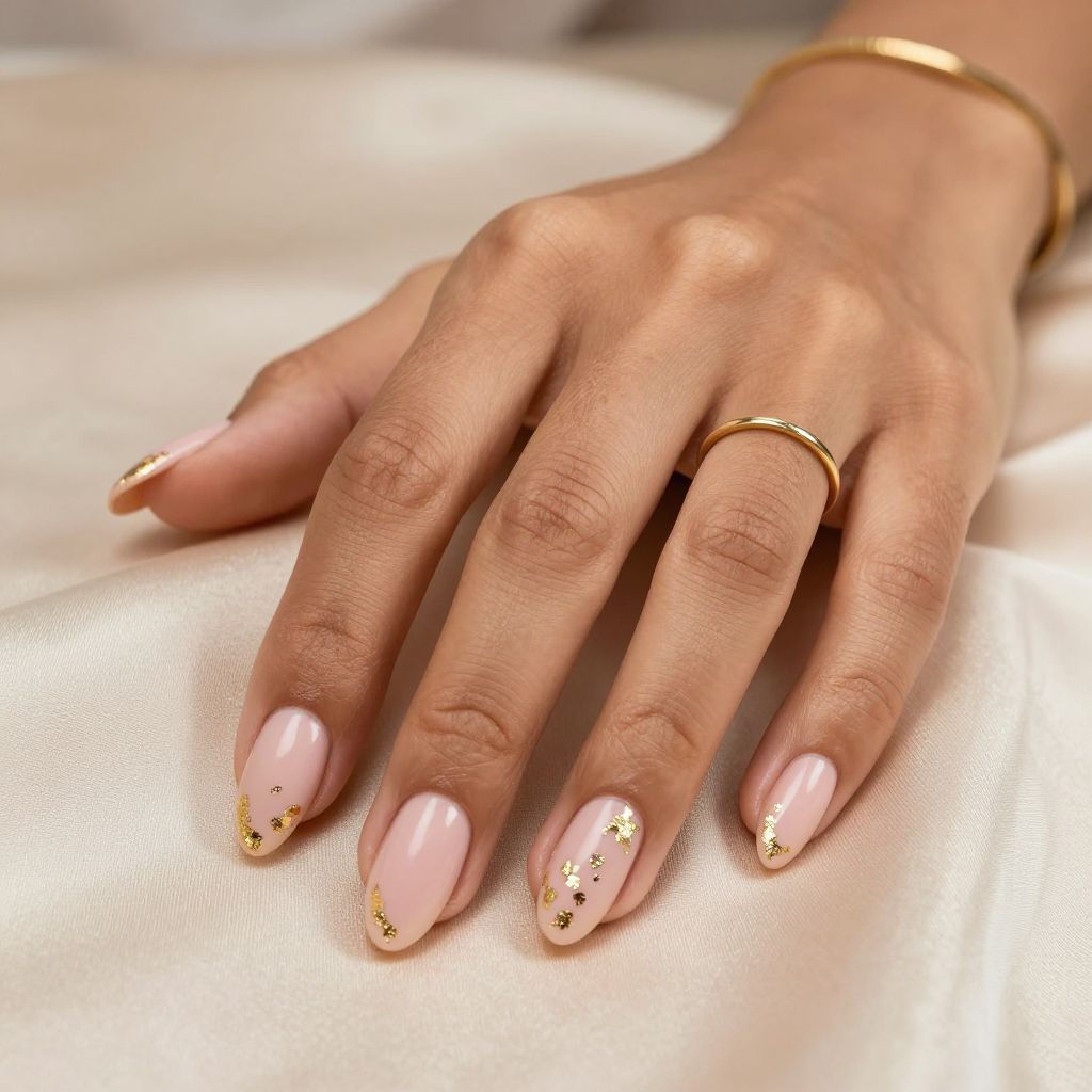 Satin Nude Pink with Gold Foil