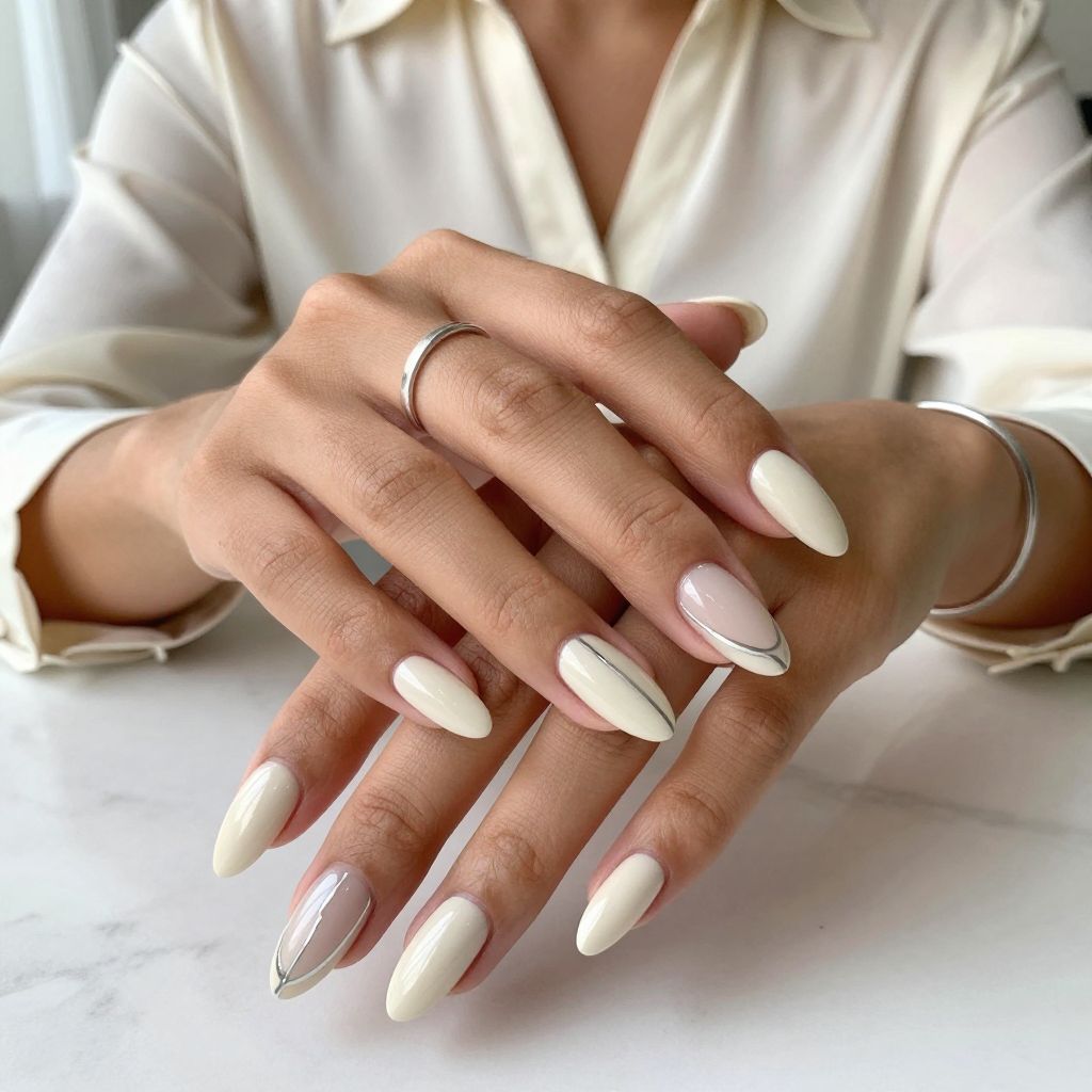 Ivory French Tip with Silver Accent
