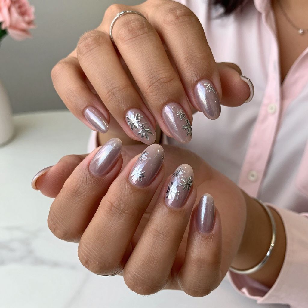 Soft Mauve Chrome Floral