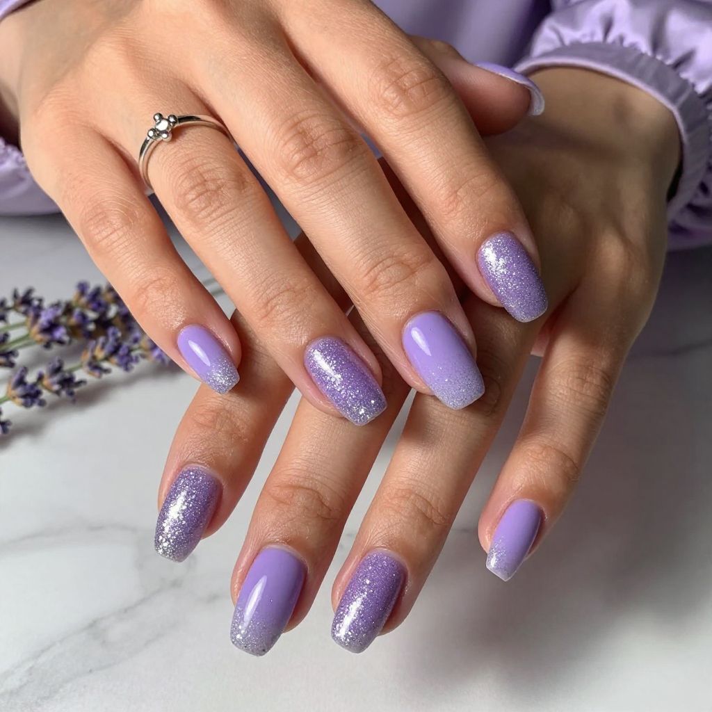 Frosted Purple Chrome Glitter Fade