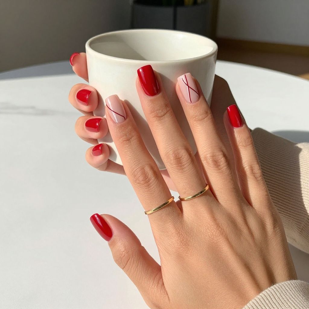 Red and Nude Minimalist Lines