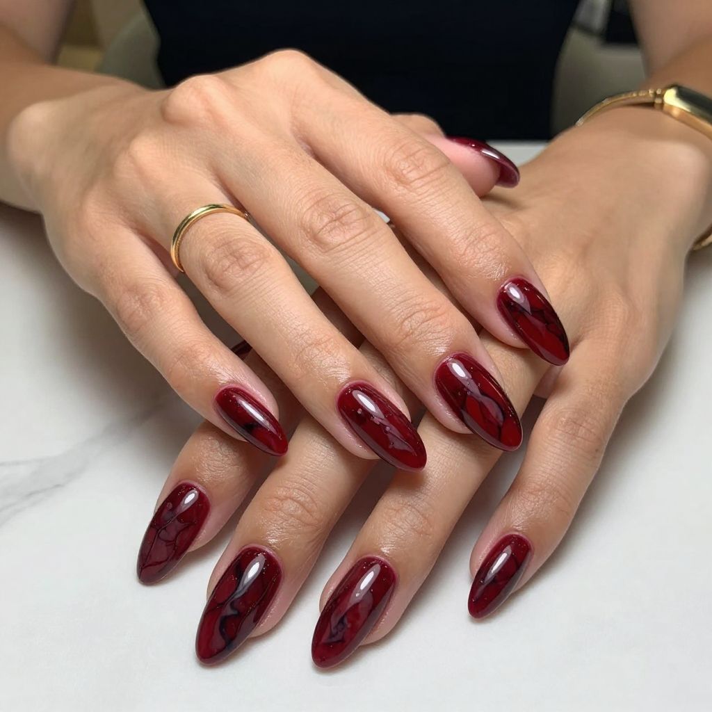 Deep Crimson Marble Swirl