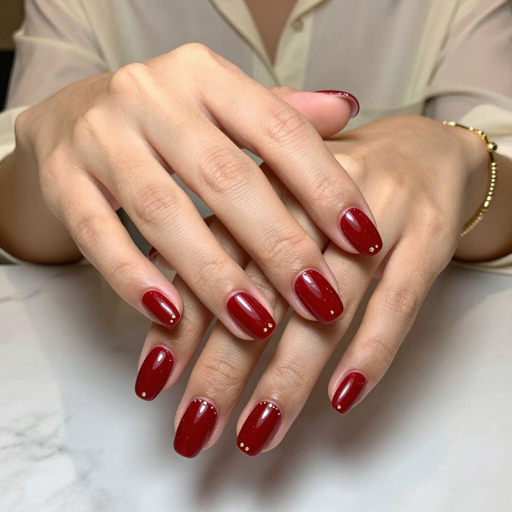 Cherry Red with Tiny Gold Studs