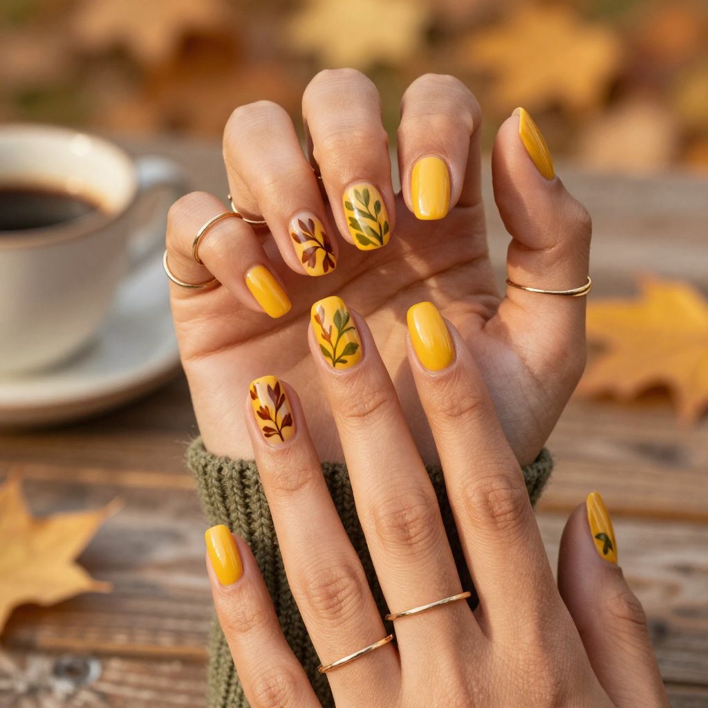 Marigold Yellow with Leaf Details
