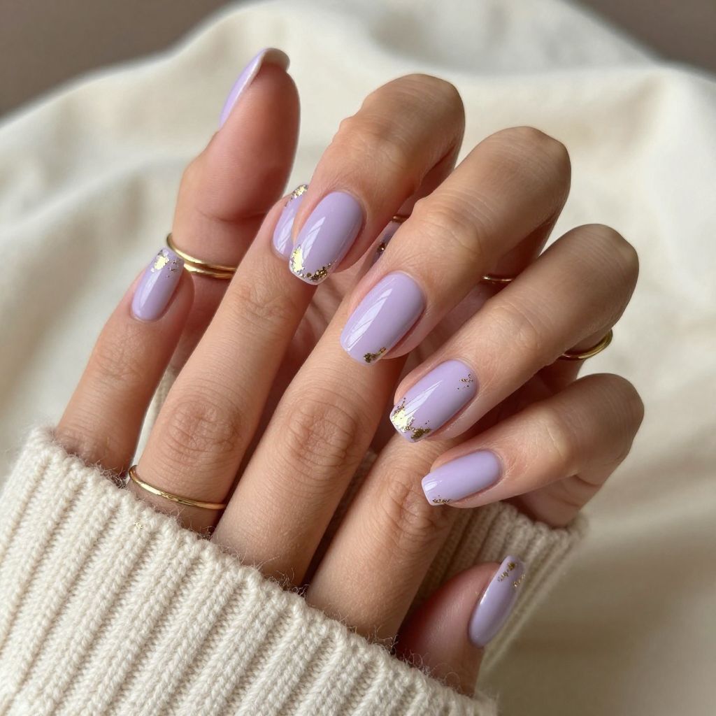Soft Lavender With Gold Foil Tips