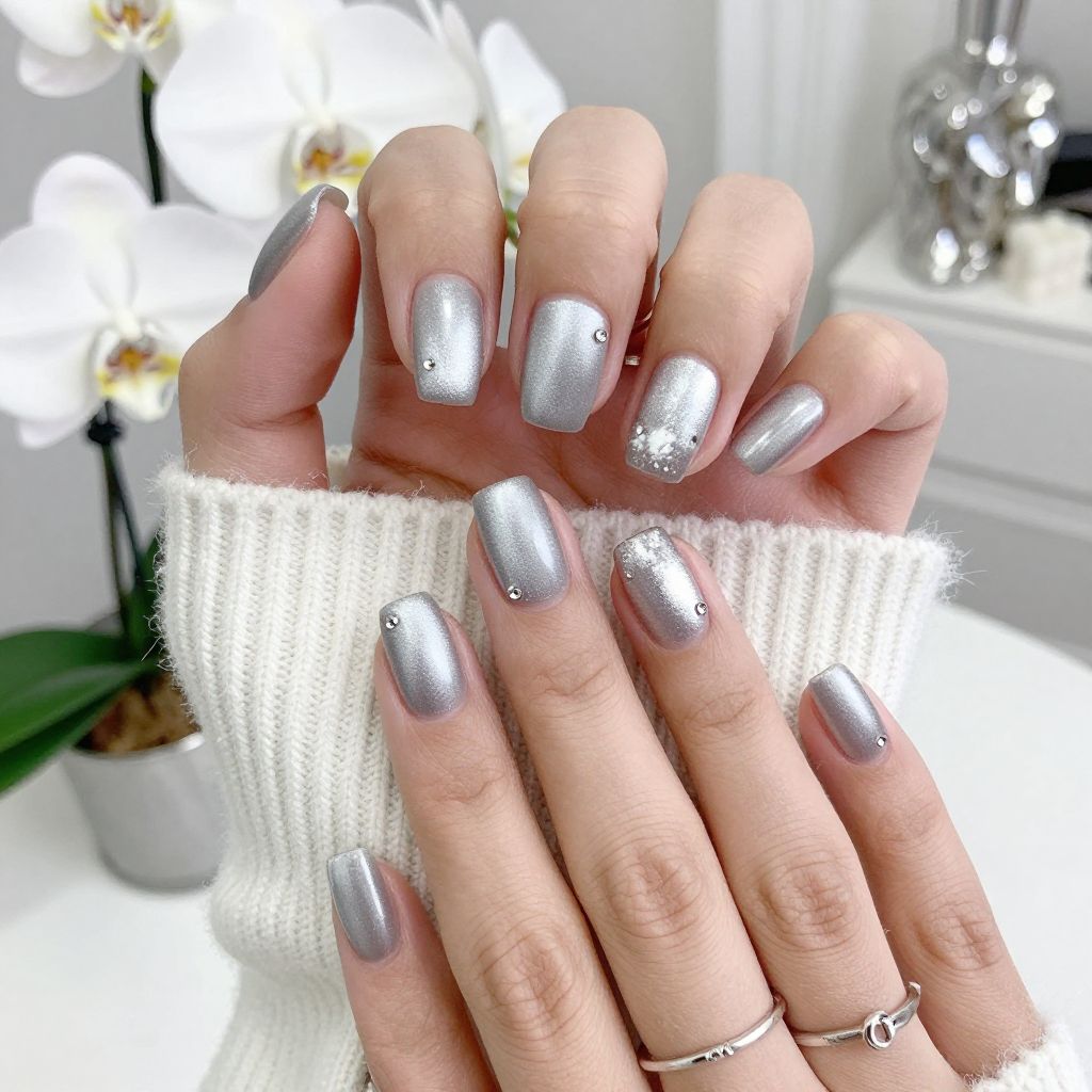 Frosted Chrome with Subtle Rhinestones
