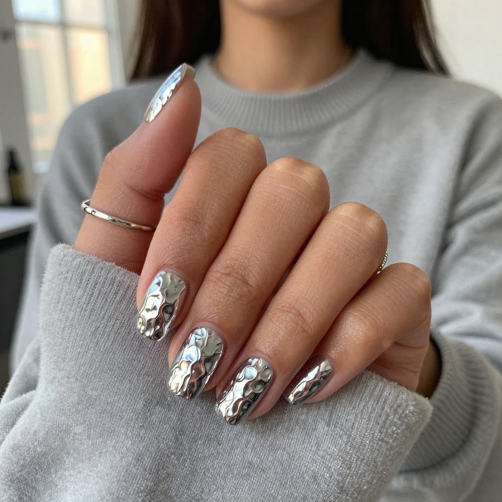 Chunky Textured Silver Chrome