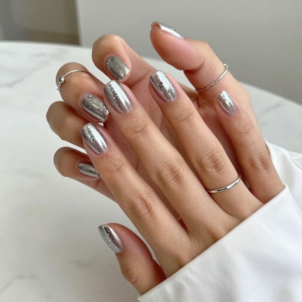 Silver Chrome with Iridescent Flakes