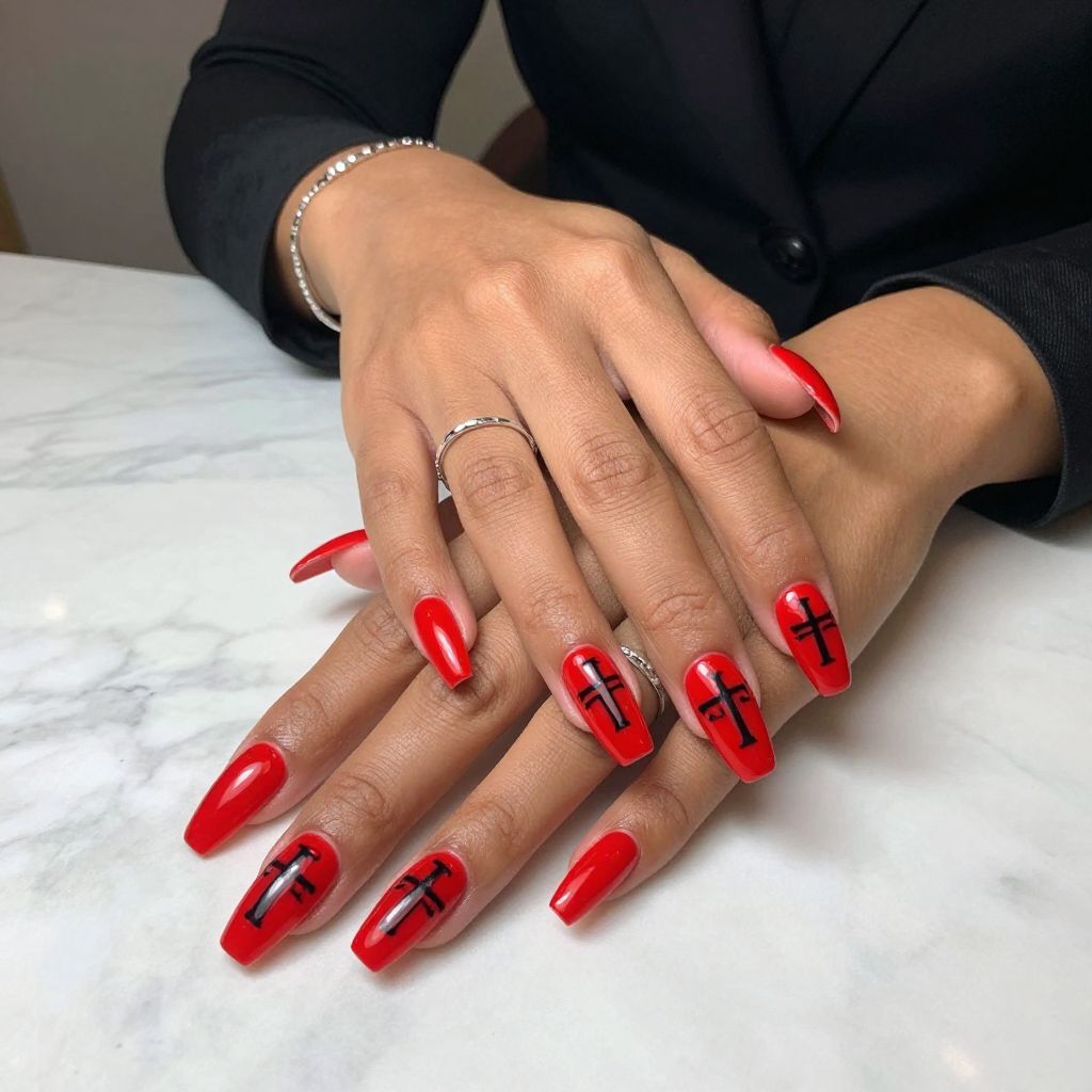 Stranger Things Title Glow Nails