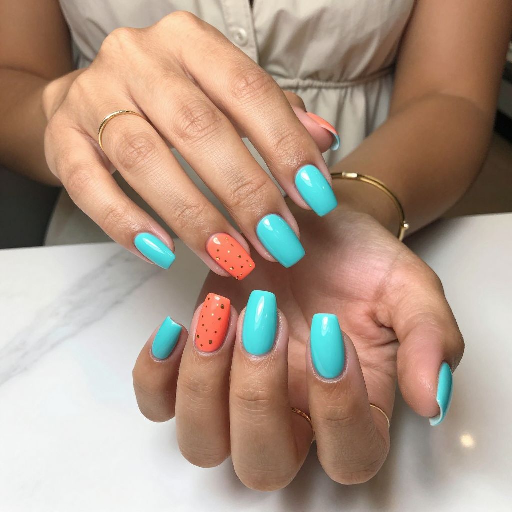 Turquoise and Coral Pop