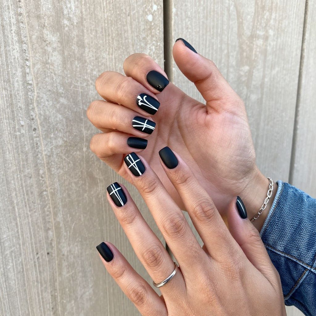 Chalkboard Black and White Nails