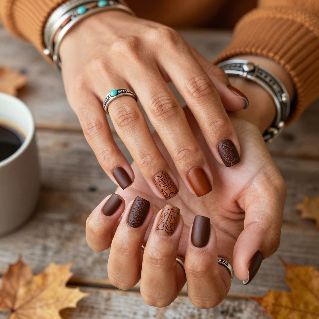 Rustic Leather Texture Nails