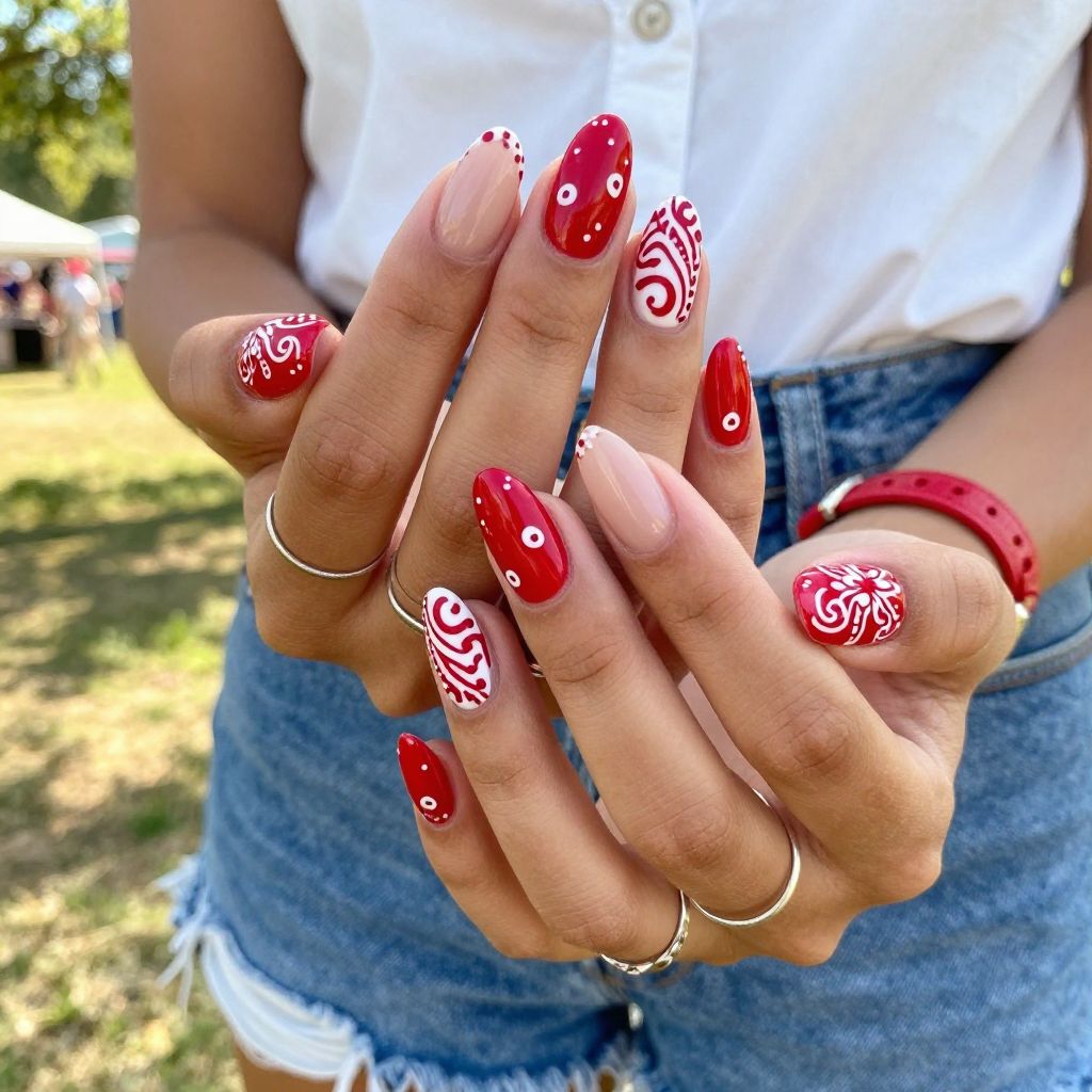 Bandana Pattern Chic Nails