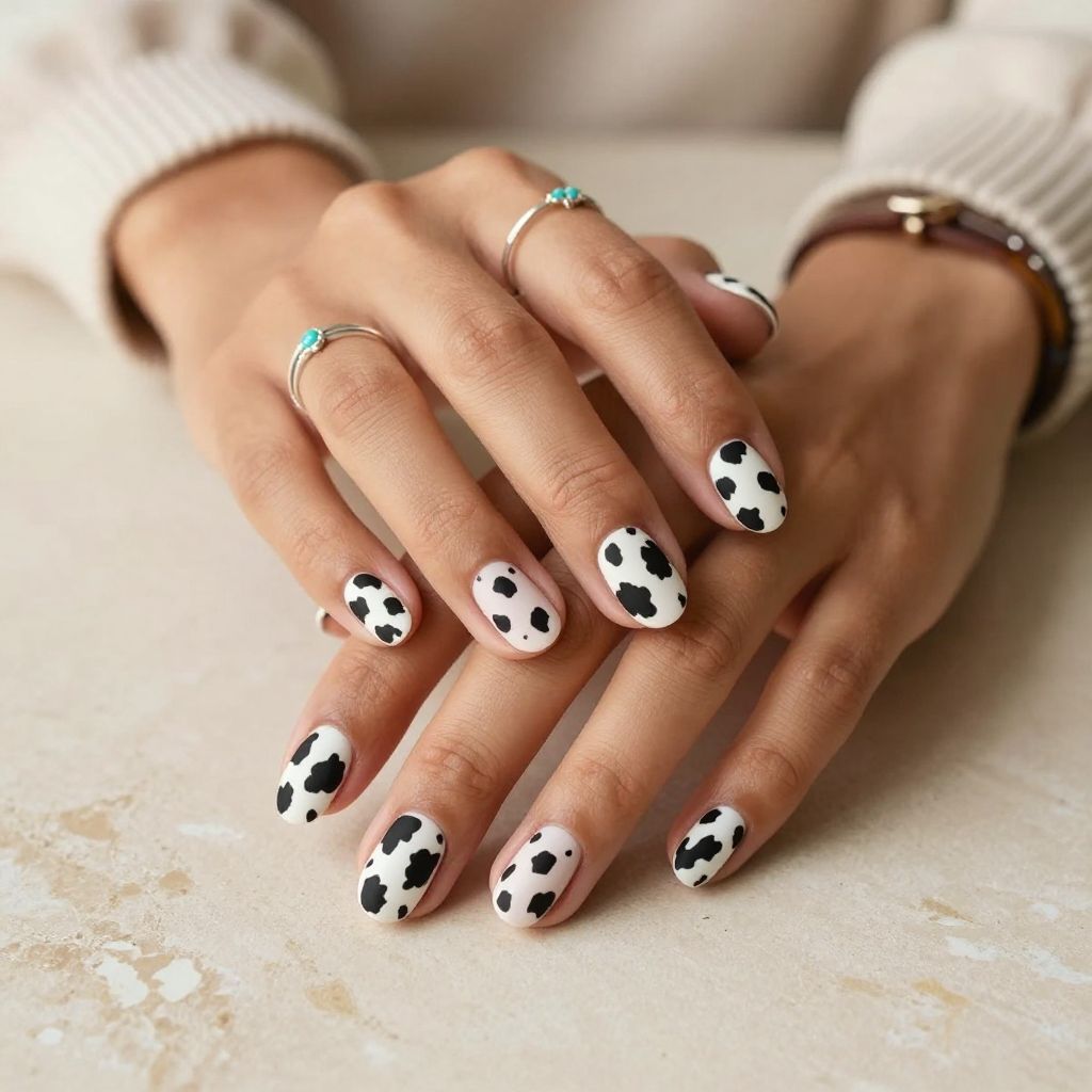 Cowhide Print Classic Nails