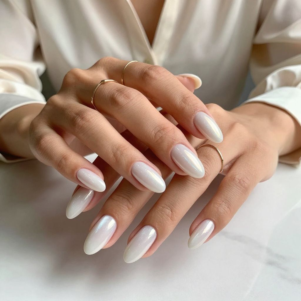 Pearly White Almond Elegance