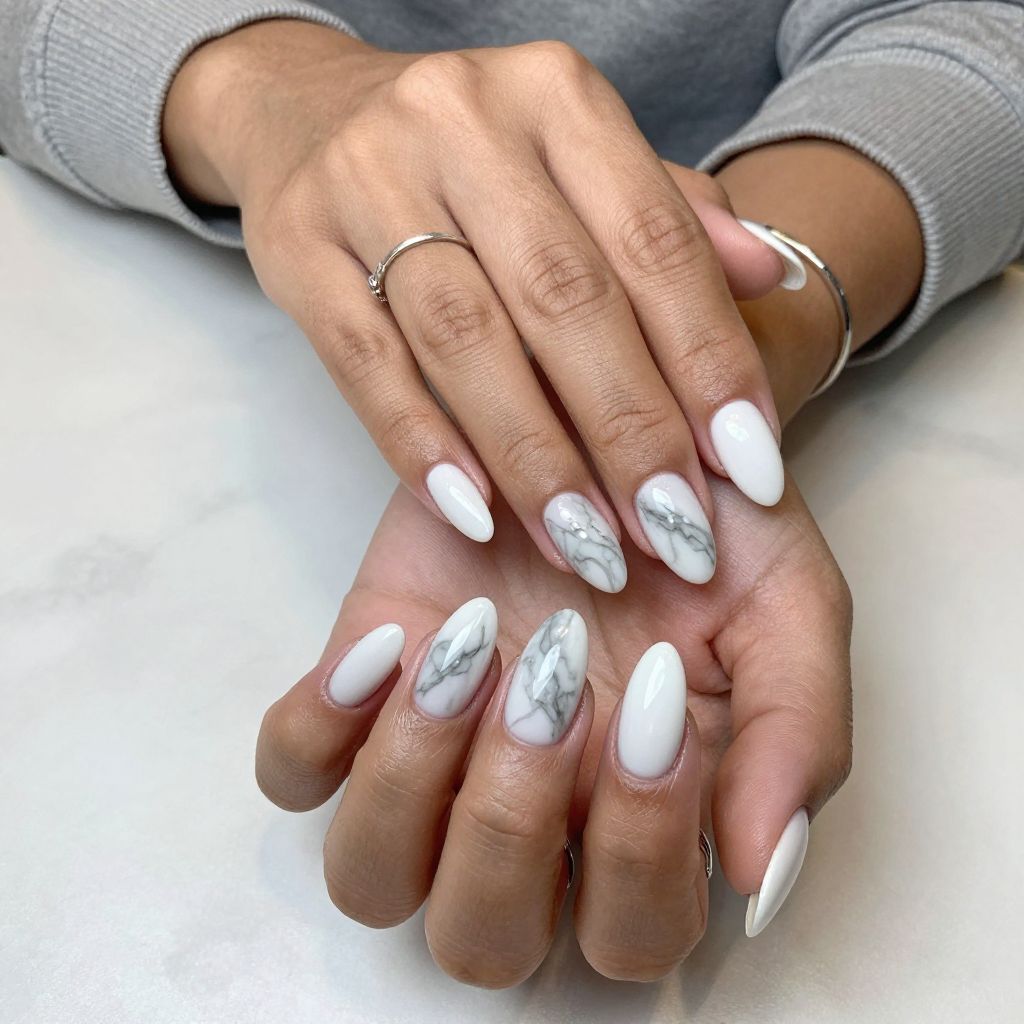 White Almonds with Textured Marble Details