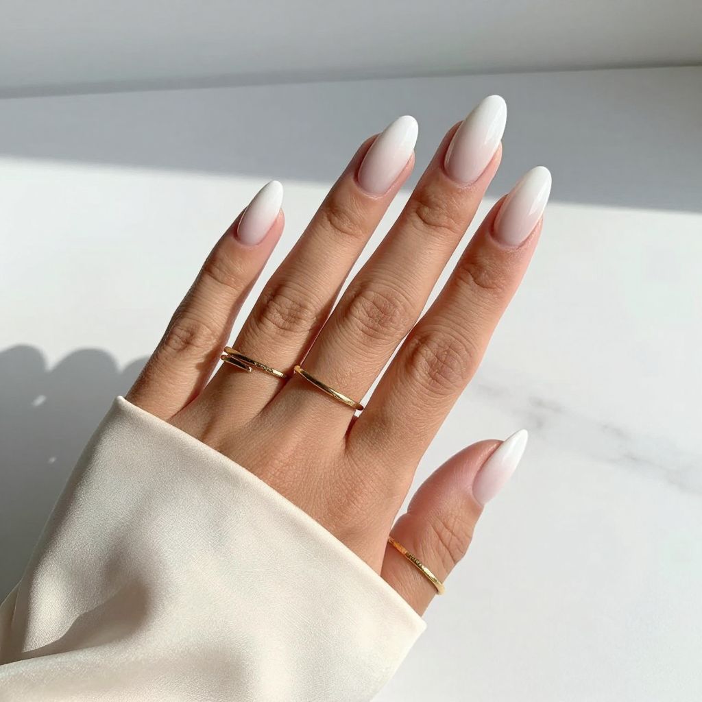 Milky White Almonds with Soft Ombre Glow