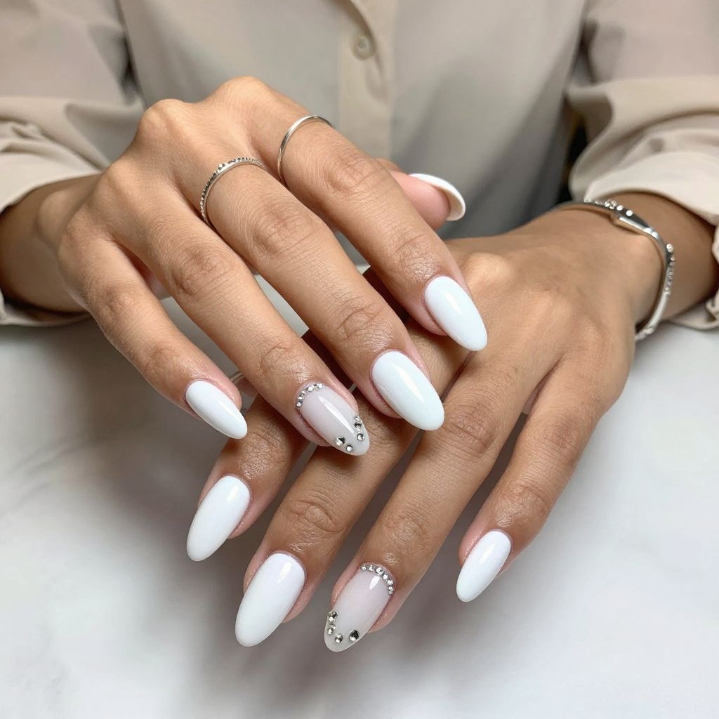 Glossy White with Crystal Embellishments