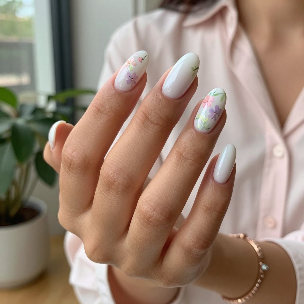 Milky White Almonds with Delicate Floral Accents