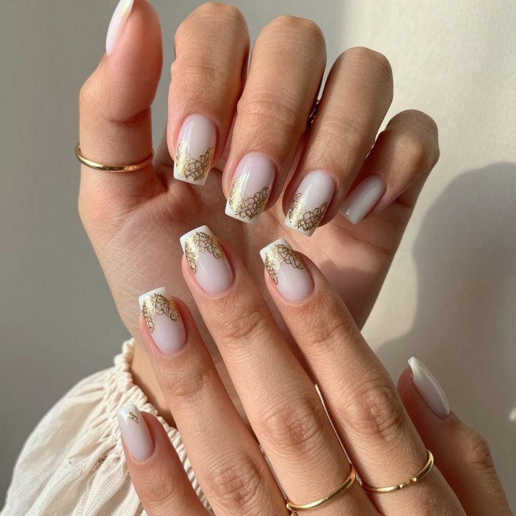 Delicate Gold Lace Overlay
