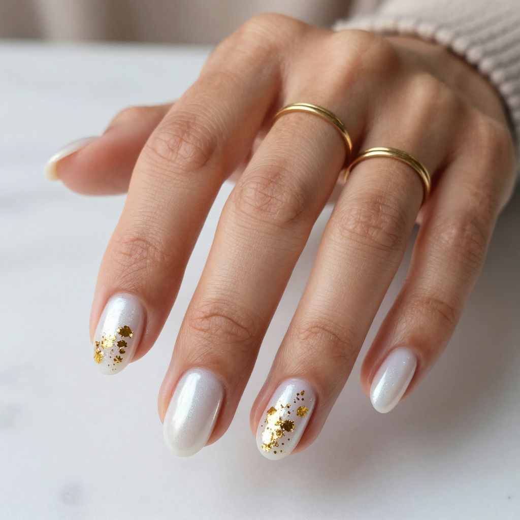 White Pearlescent With Gold Leaf Flakes