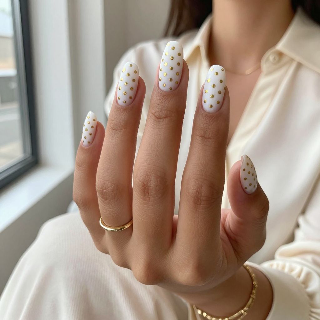 Matte White With Gold Dot Matrix